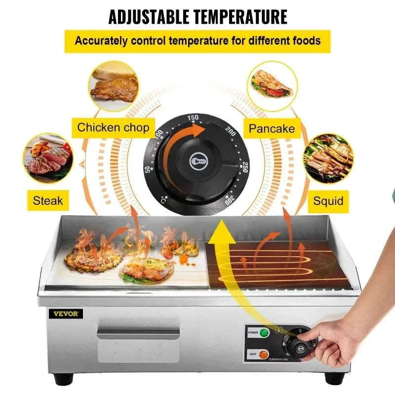 Electric Countertop Griddle 1600W/3200W Flat Top Teppanyaki Grill - Image 4