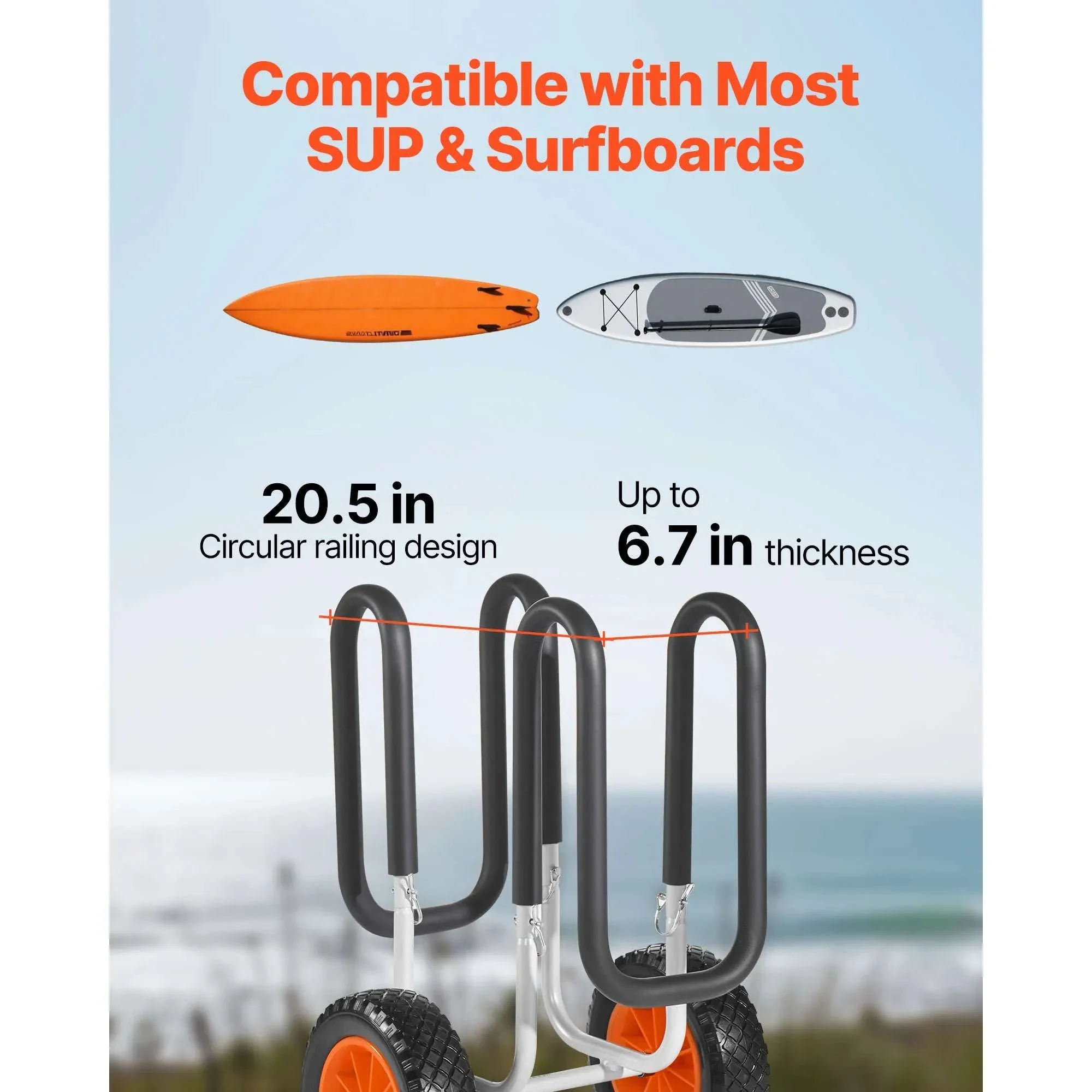 Kayak Cart with 10in Solid Tires & 150 lbs Capacity Trolley - Image 5