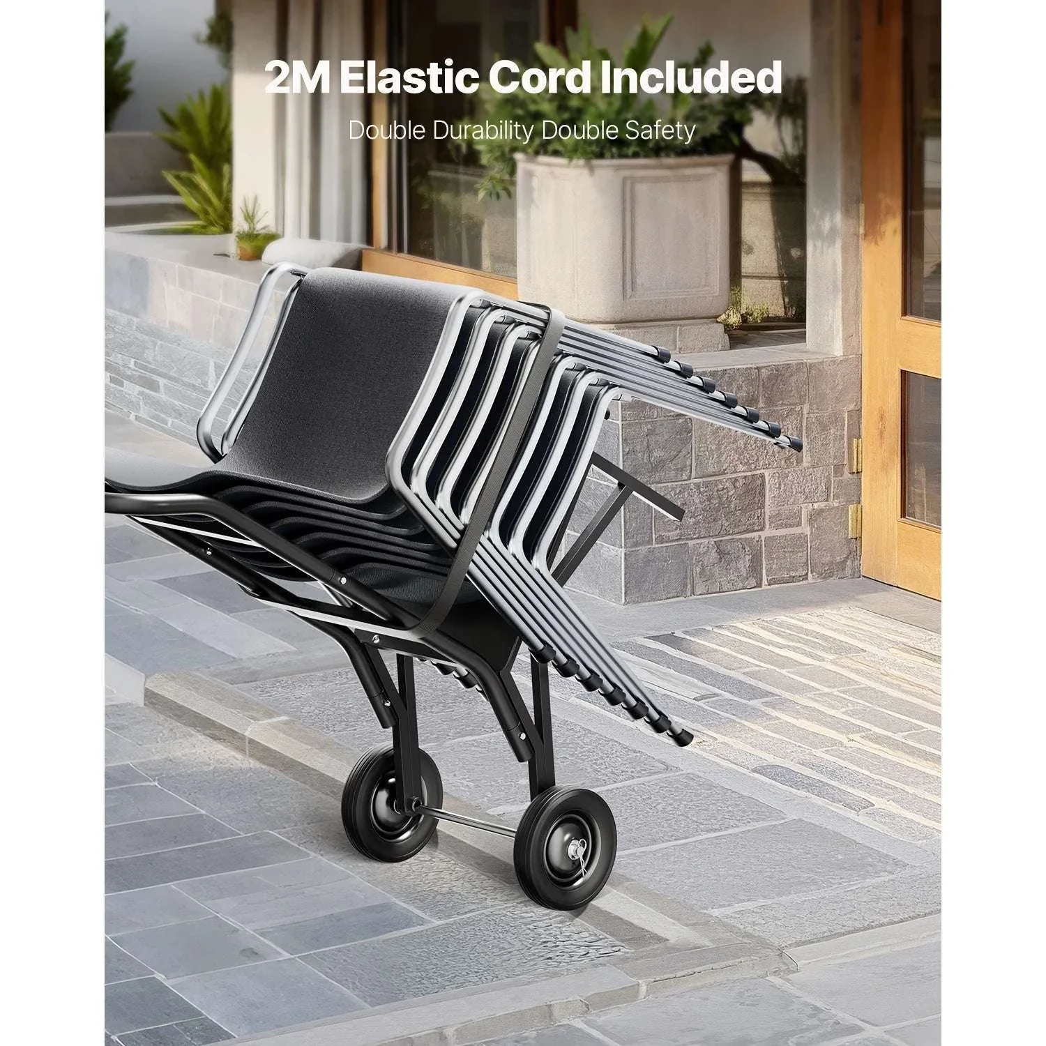Folding Chair Storage Cart with Wheels Holds 10 Chairs, 150LB Capacity - Image 5