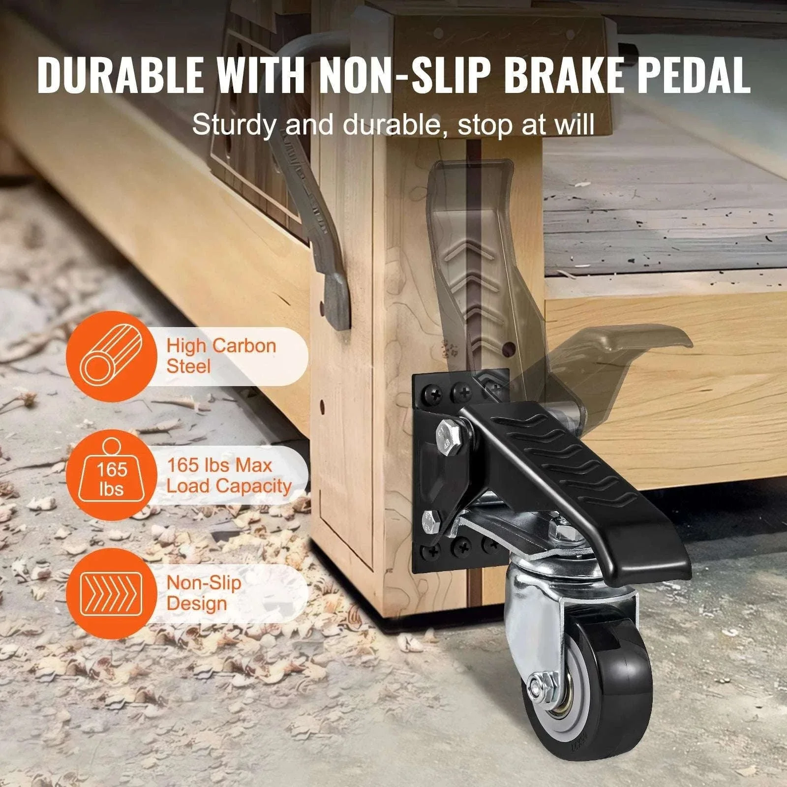 Workbench Caster Wheels Set of 4 with Stepdown Lift & 360° Swivel - Image 4