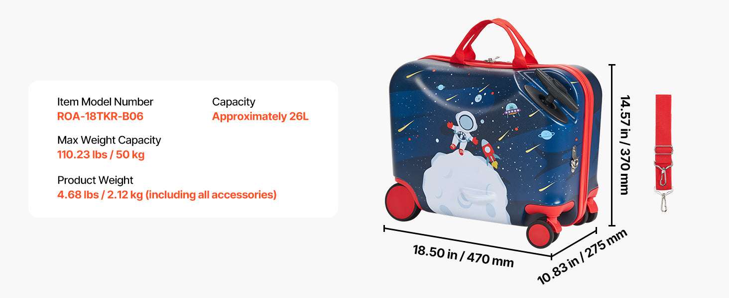 18'' Kids Ride-On Luggage 26L Carry-On Scooter Suitcase - Image 13