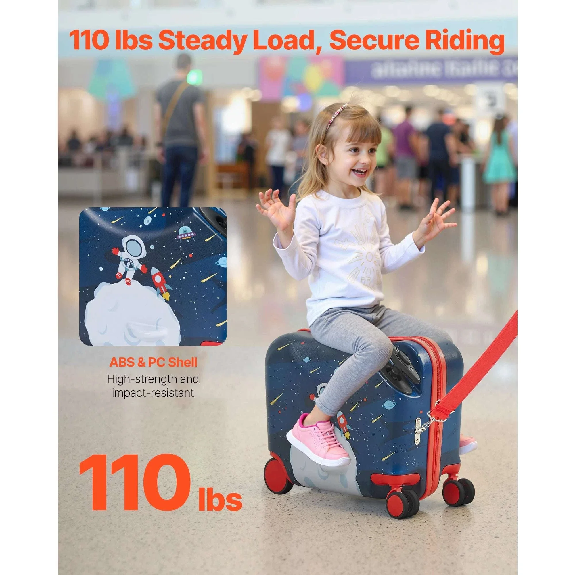 18'' Kids Ride-On Luggage 26L Carry-On Scooter Suitcase - Image 2