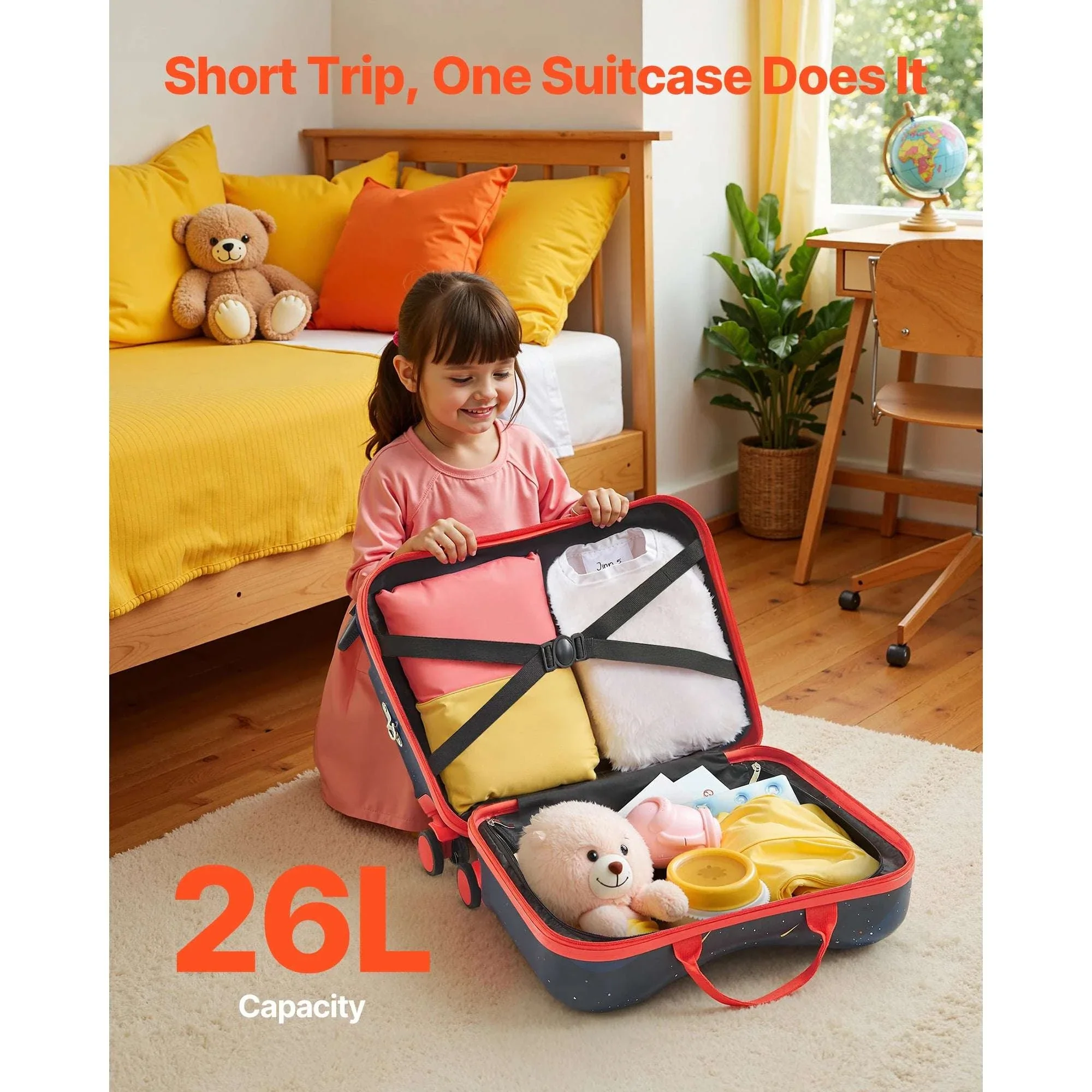 18'' Kids Ride-On Luggage 26L Carry-On Scooter Suitcase - Image 3