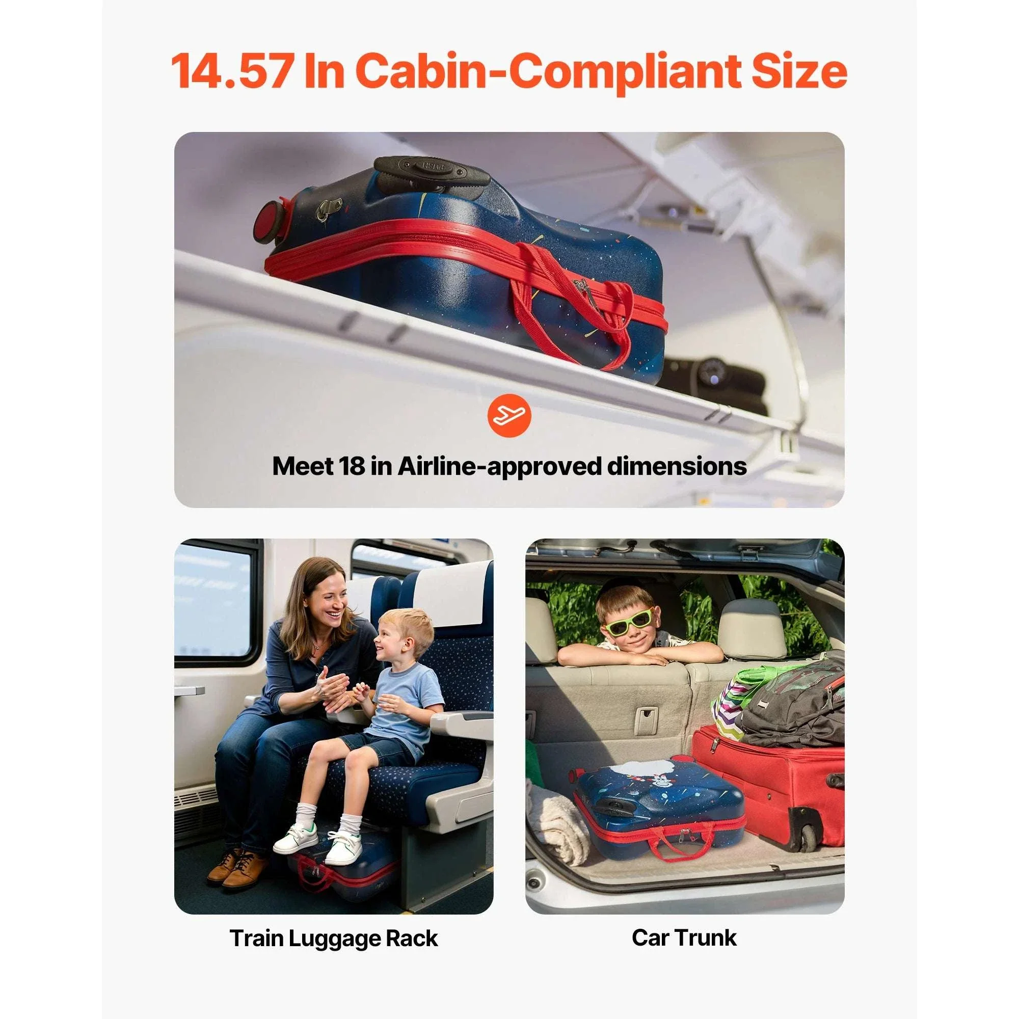 18'' Kids Ride-On Luggage 26L Carry-On Scooter Suitcase - Image 5