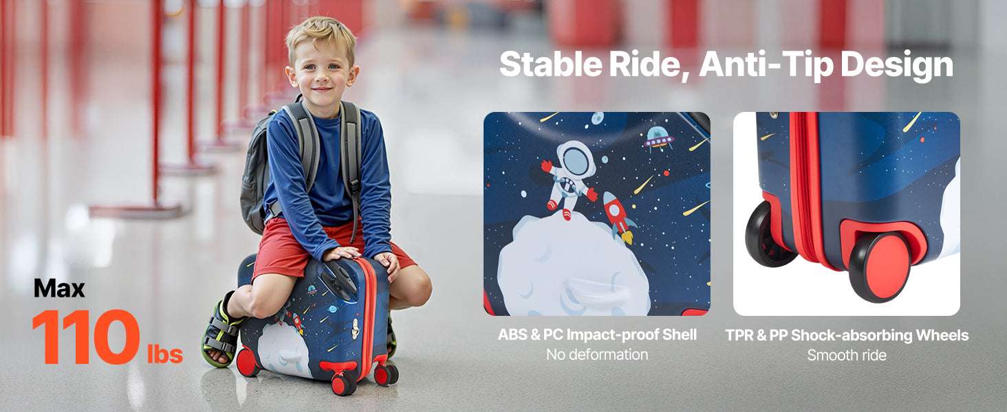 18'' Kids Ride-On Luggage 26L Carry-On Scooter Suitcase - Image 9