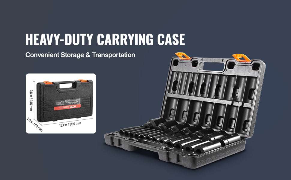 19pc 1/2" Drive Deep Impact Socket Set 6-Point SAE Sizes - Image 12