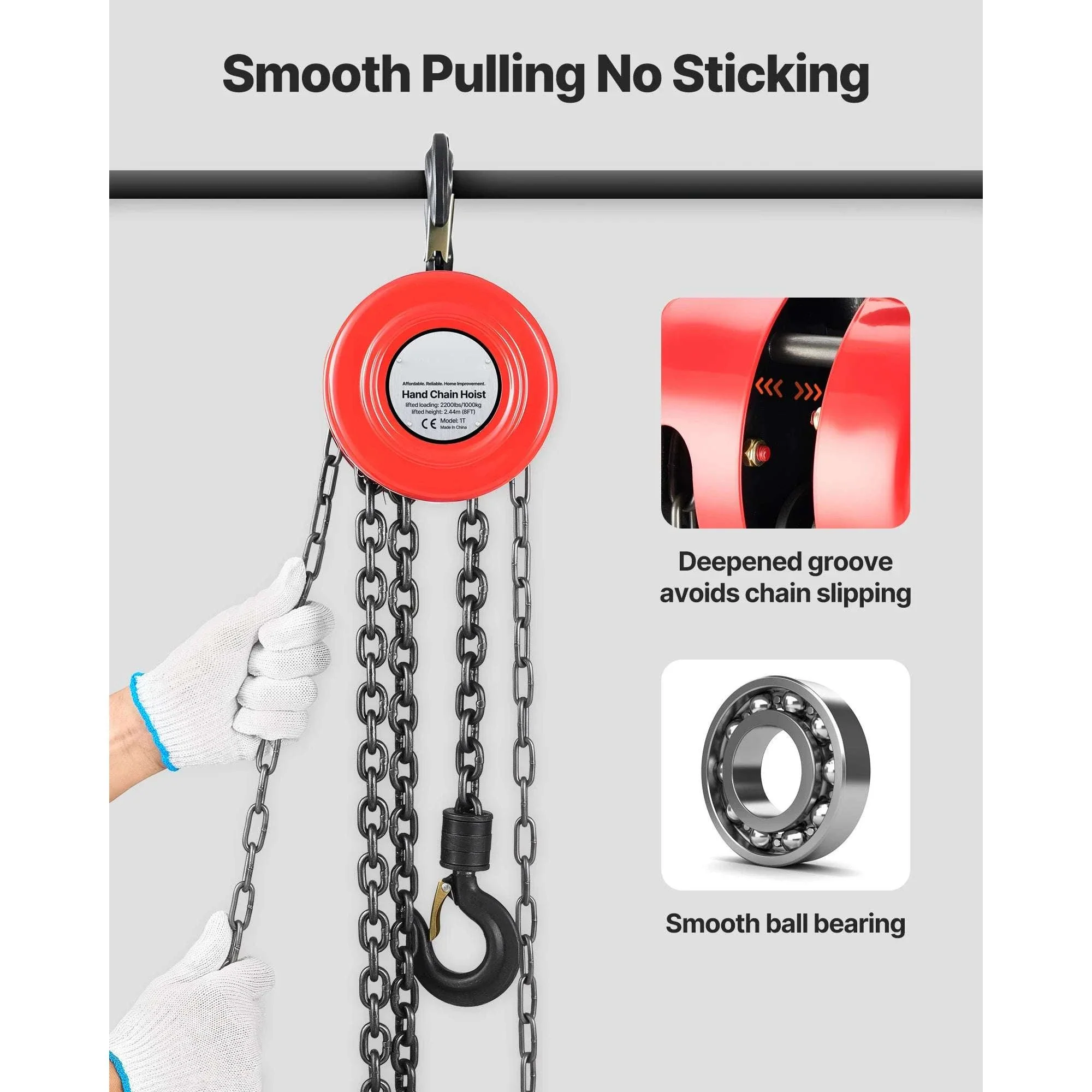 Manual Chain Hoist 1T/2T with 8–20 ft Lift for Garage & Warehouse - Image 4