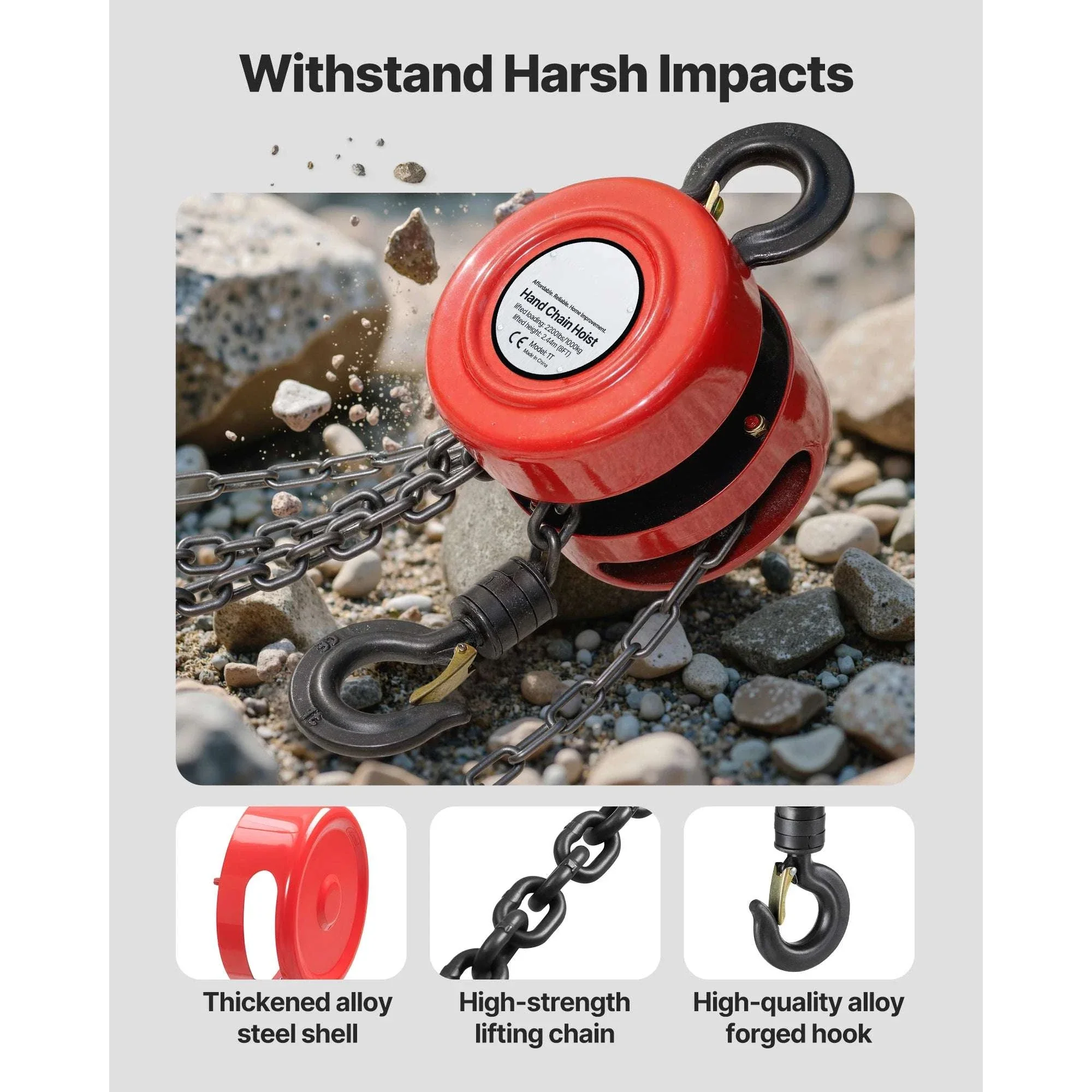 Manual Chain Hoist 1T/2T with 8–20 ft Lift for Garage & Warehouse - Image 5