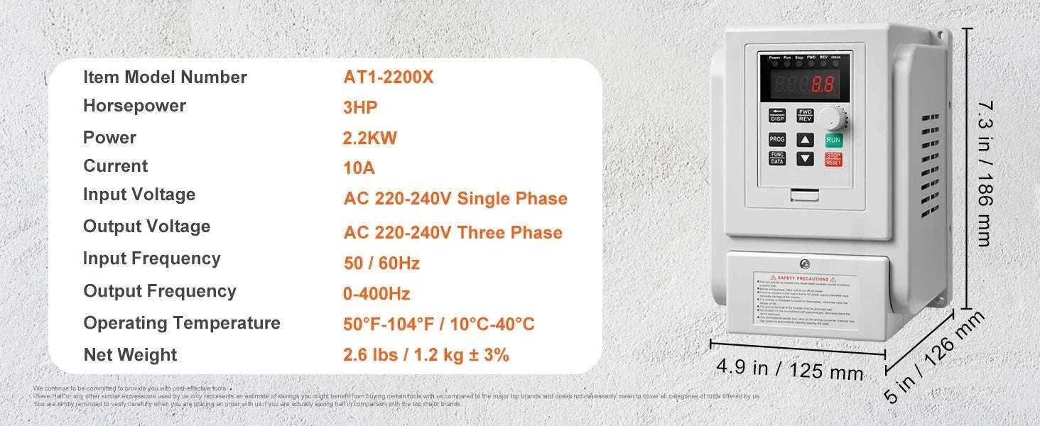 2.2KW VFD Inverter 220V 3 Phase Motor Speed Controller 10A - Image 13