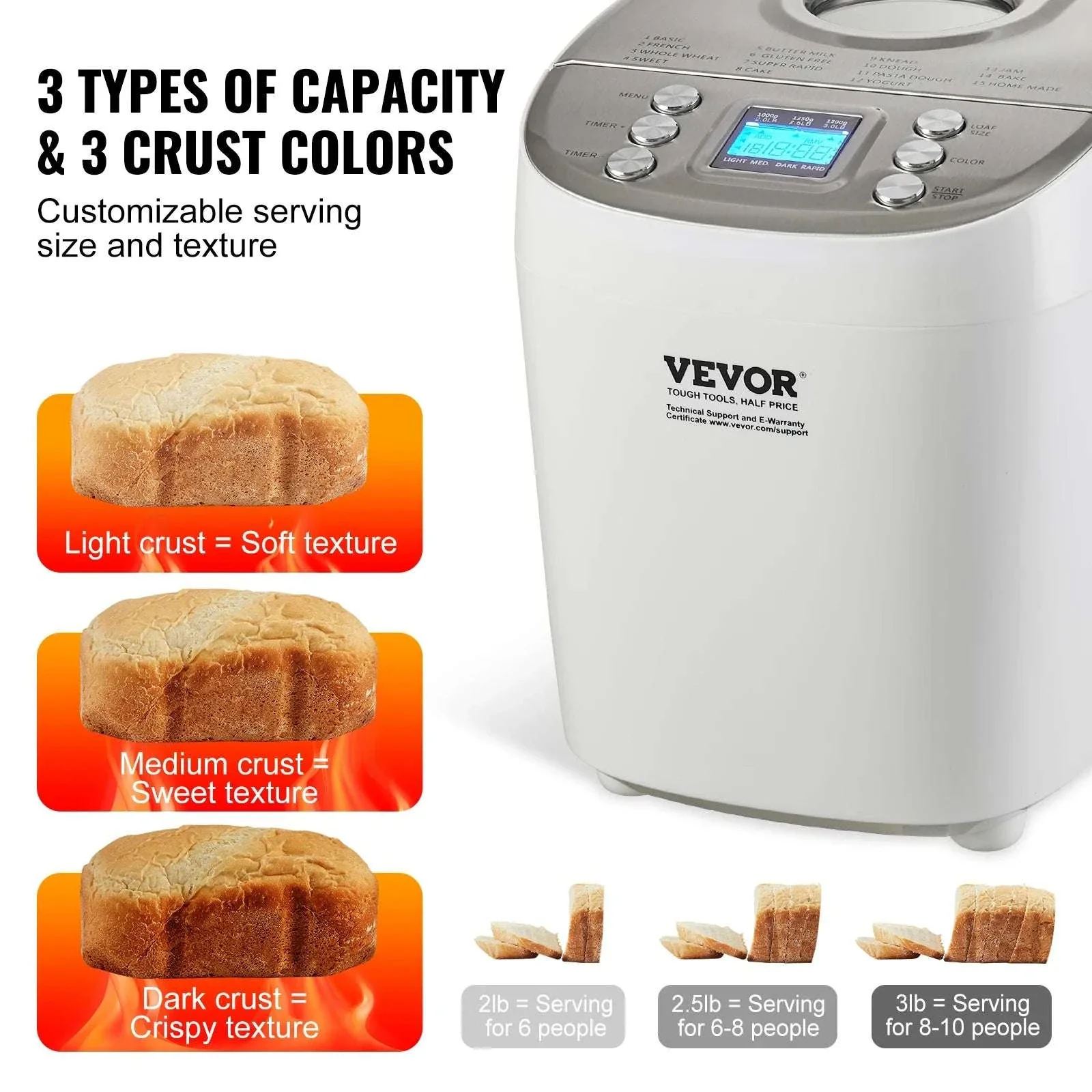 15-in-1 Automatic Bread Maker with Gluten-Free Setting & Timer - Image 3