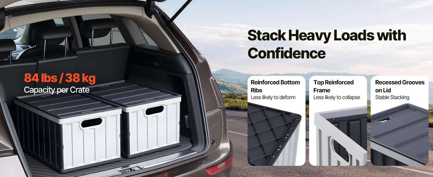 65L Collapsible Storage Bins with Lids – Stackable Folding Crates - Image 11