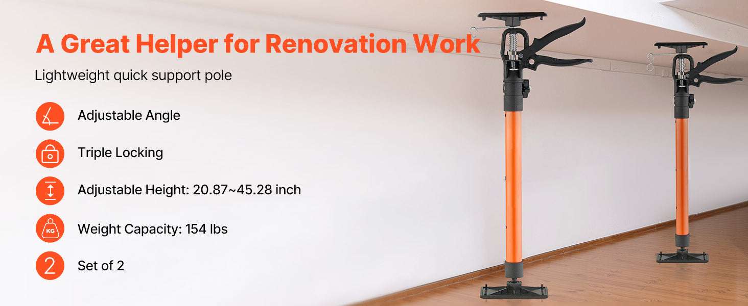 Adjustable Cabinet Jack Support Pole 19–114in Steel Lift Rod - Image 8