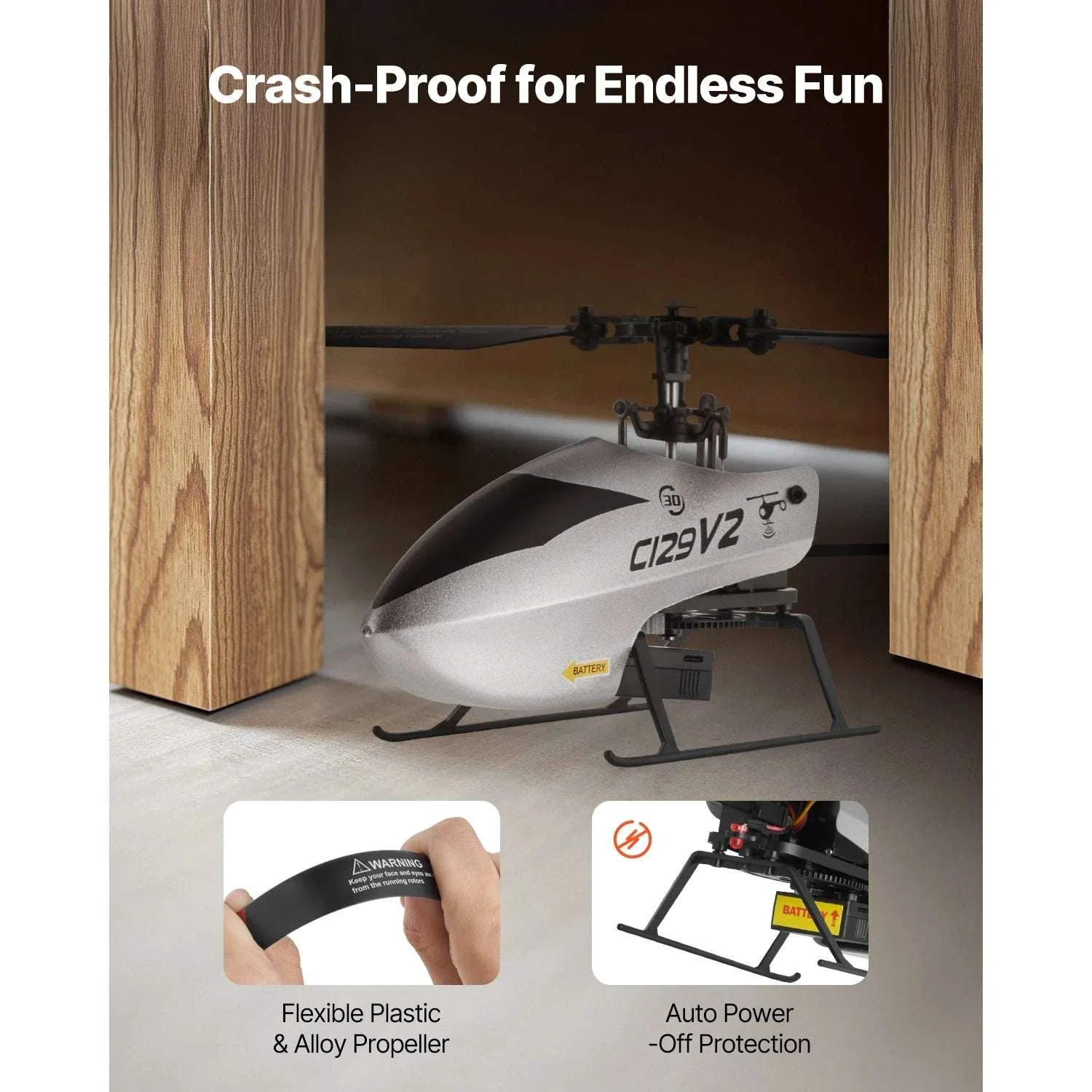 2.4GHz RC Helicopter 4-Channel with Gyro & One-Key Takeoff - Image 5