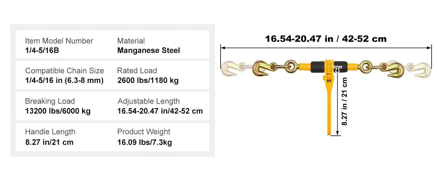 Ratchet Chain Load Binder 1/4"–5/16" Heavy Duty Tie-Down - Image 14