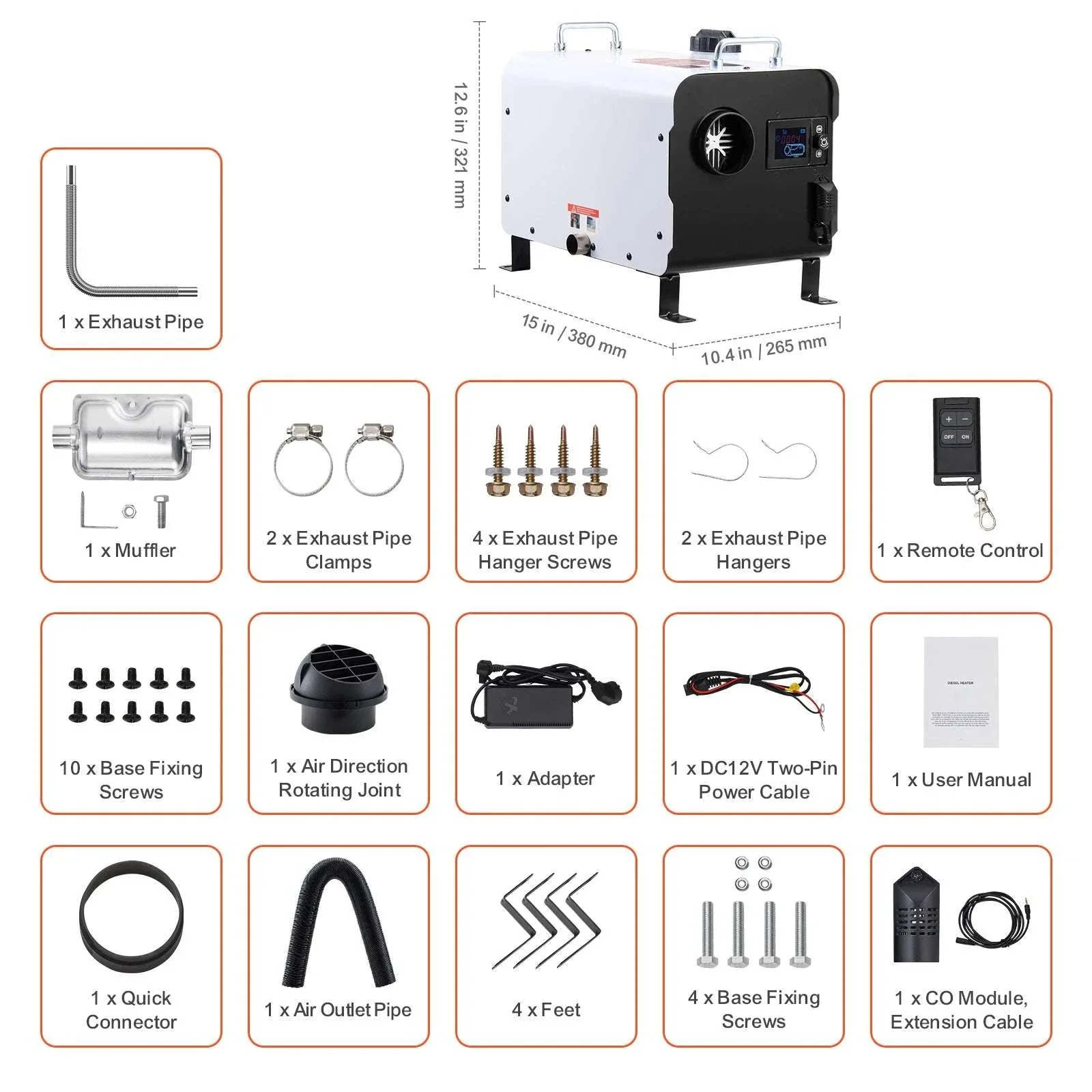 12V/24V Diesel Air Heater with Bluetooth & CO Alarm for RV Camping - Image 7