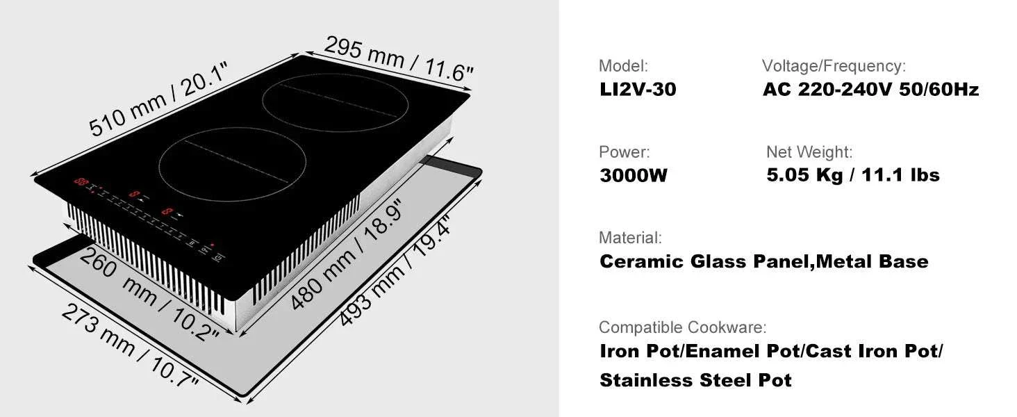 2 Burner Induction Cooktop with Touch Control and Safety Features - Image 13