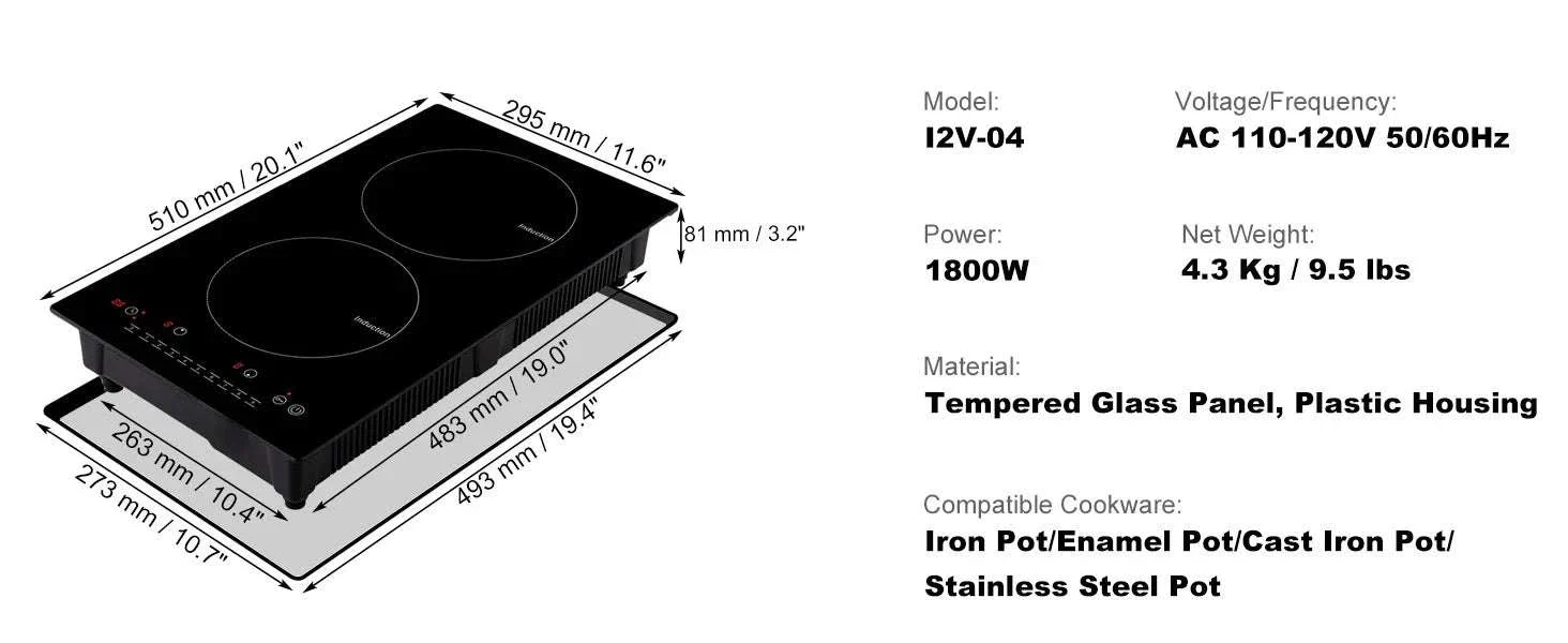 2 Burner Induction Cooktop with Touch Control and Safety Features - Image 14