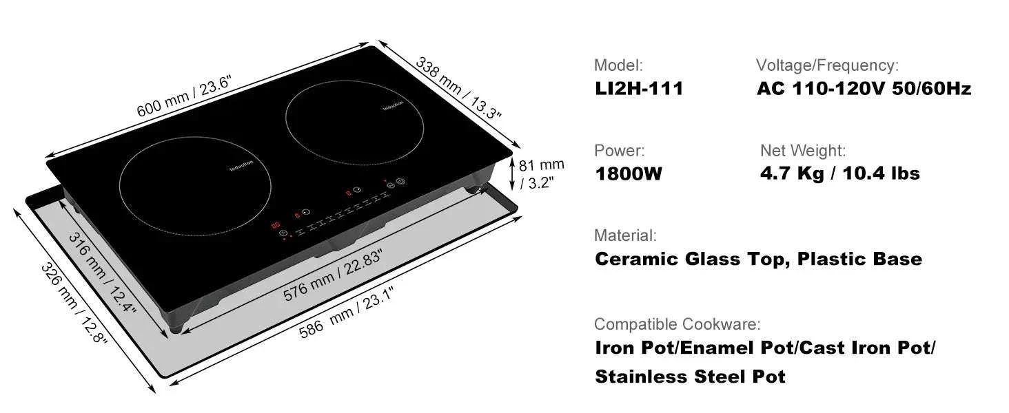 2 Burner Induction Cooktop with Touch Control and Safety Features - Image 15