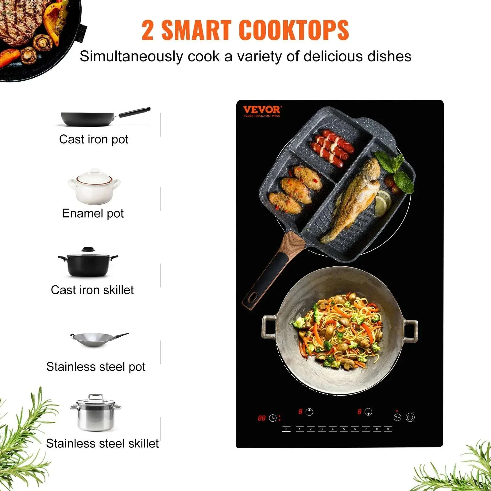2 Burner Induction Cooktop with Touch Control and Safety Features - Image 2