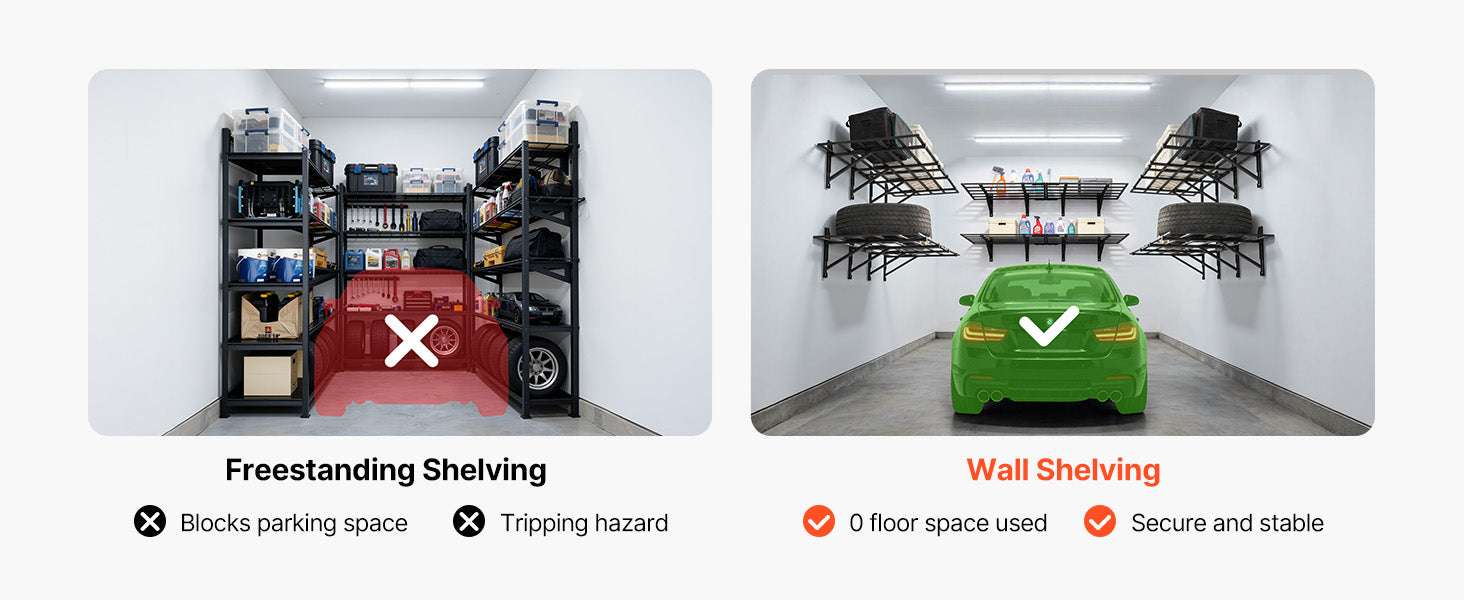 2-Tier Garage Wall Shelving 24x72in Steel Rack 800 lbs Capacity - Image 9