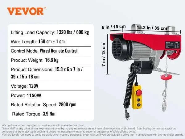 Electric Hoist 200–800kg with Remote Control for Garage Lifting - Image 22
