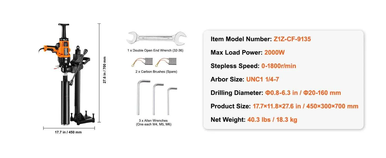 Handheld Core Drill Machine 2000W/2600W Wet & Dry Concrete Drill - Image 16