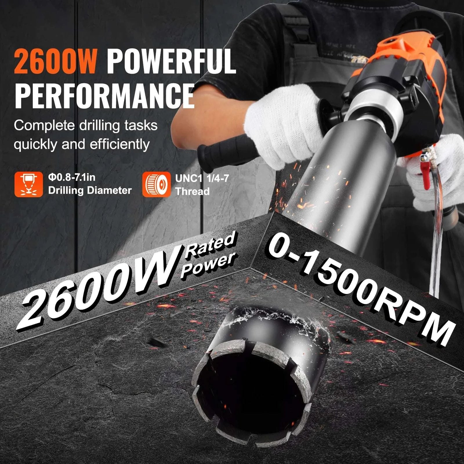 Handheld Core Drill Machine 2000W/2600W Wet & Dry Concrete Drill - Image 2