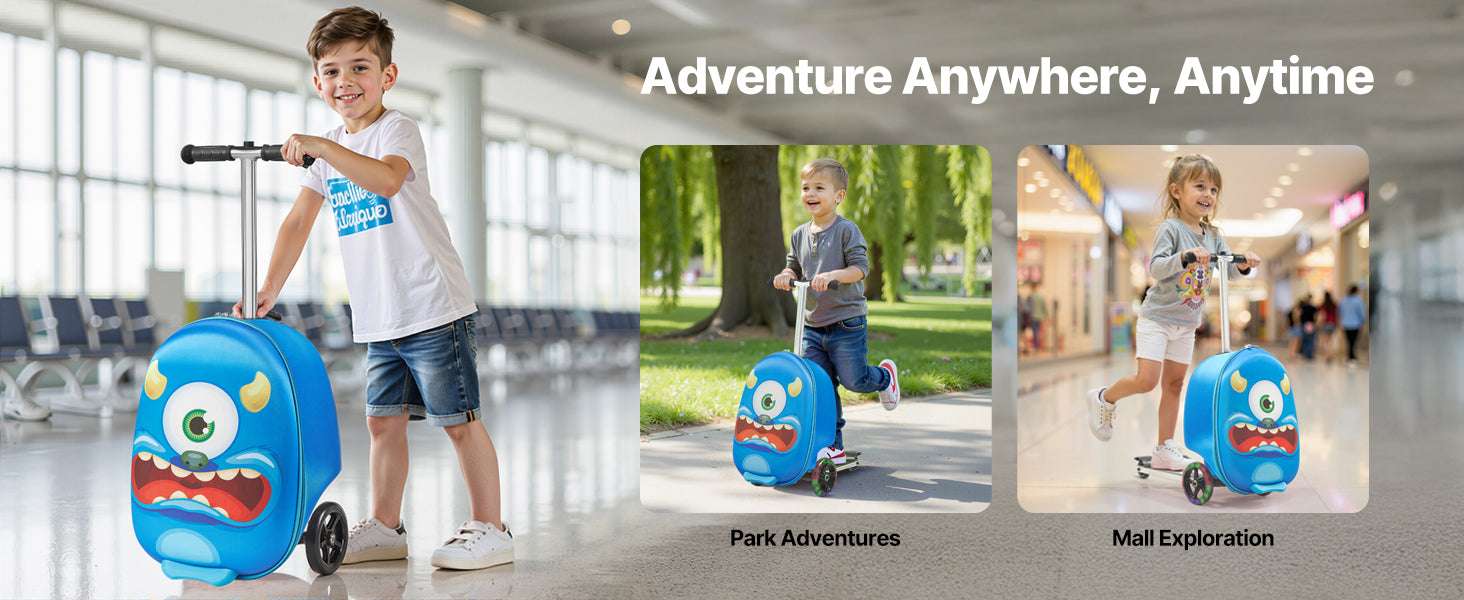 20" Kids Ride-On Scooter Suitcase with 20L Storage & Flash Wheels - Image 10