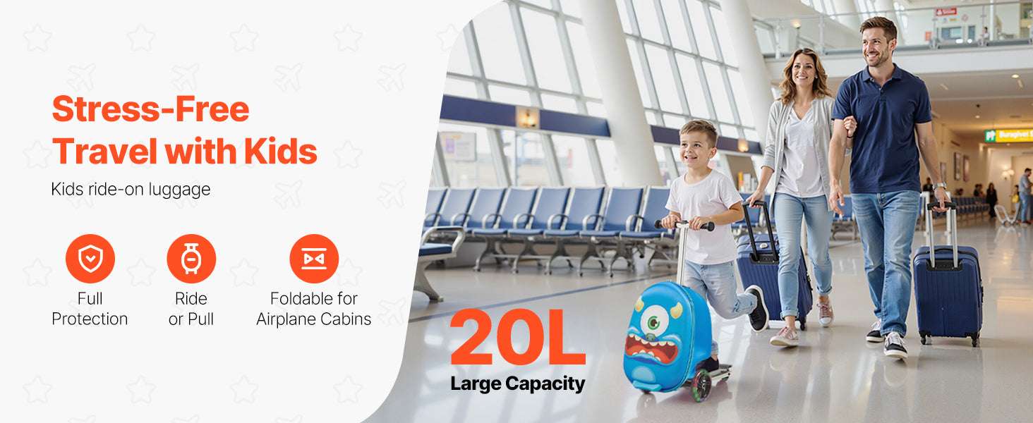 20" Kids Ride-On Scooter Suitcase with 20L Storage & Flash Wheels - Image 8