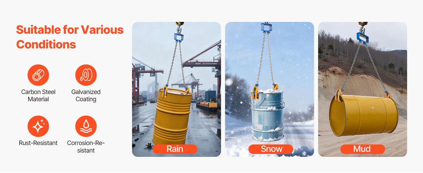 2200 lb Drum Lifting Chain Sling G80 with Security Hook - Image 12