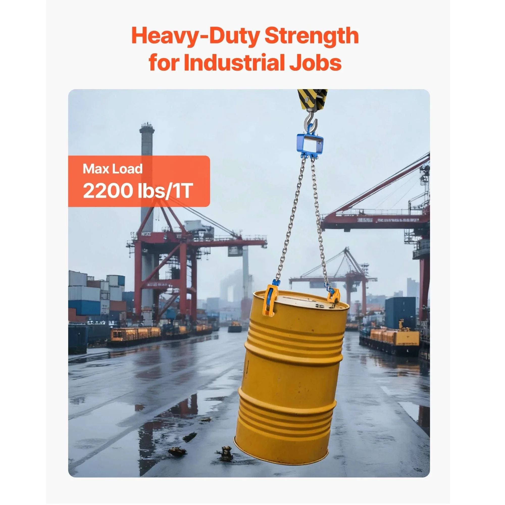 2200 lb Drum Lifting Chain Sling G80 with Security Hook - Image 2