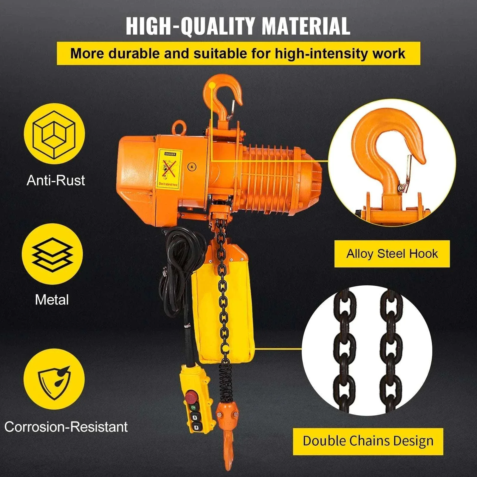 2200 lbs Electric Chain Hoist with Wired Control, 13 ft Lift - Image 4