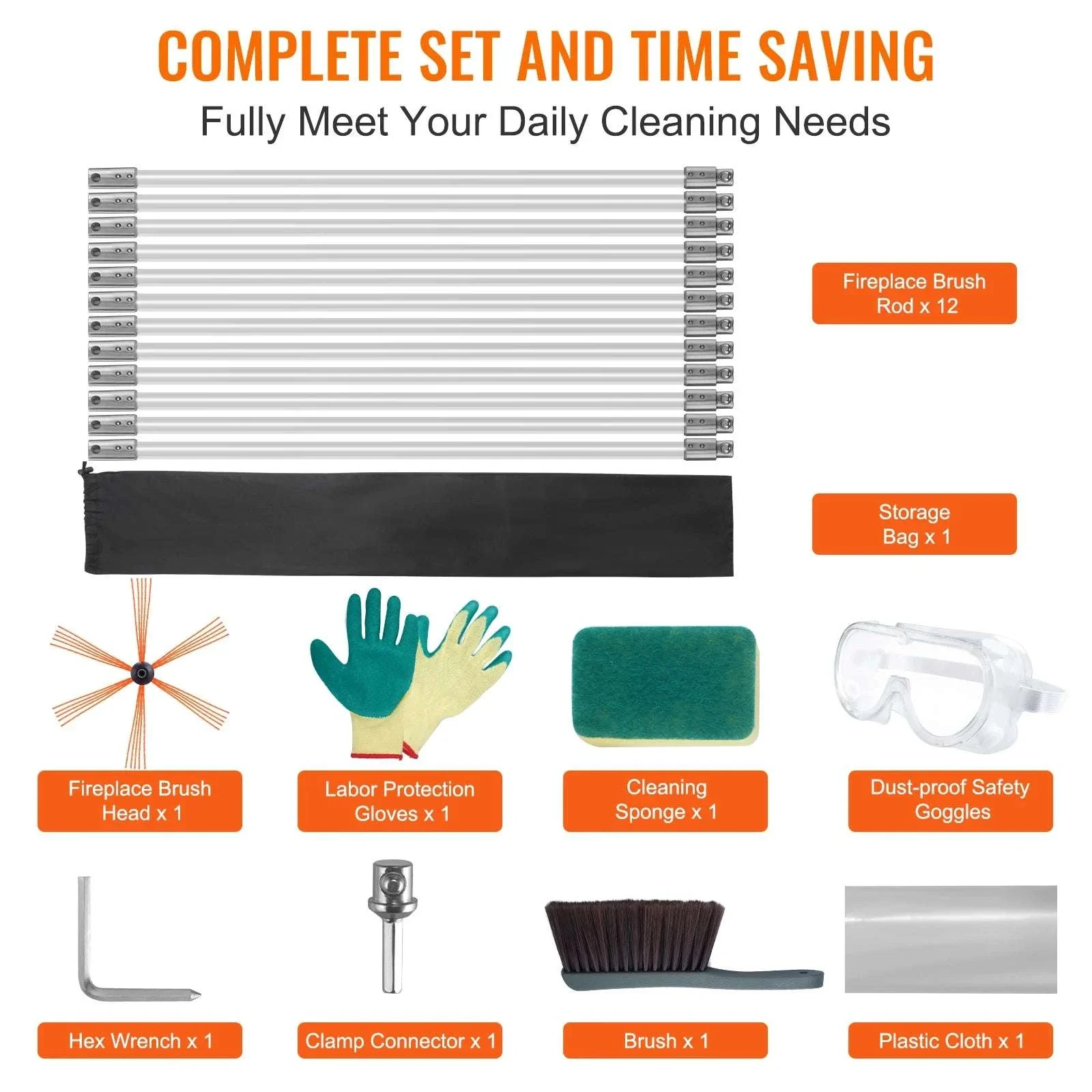 Chimney Sweep Kit with Flexible Nylon Rods & 360° Cleaning Brush - Image 5