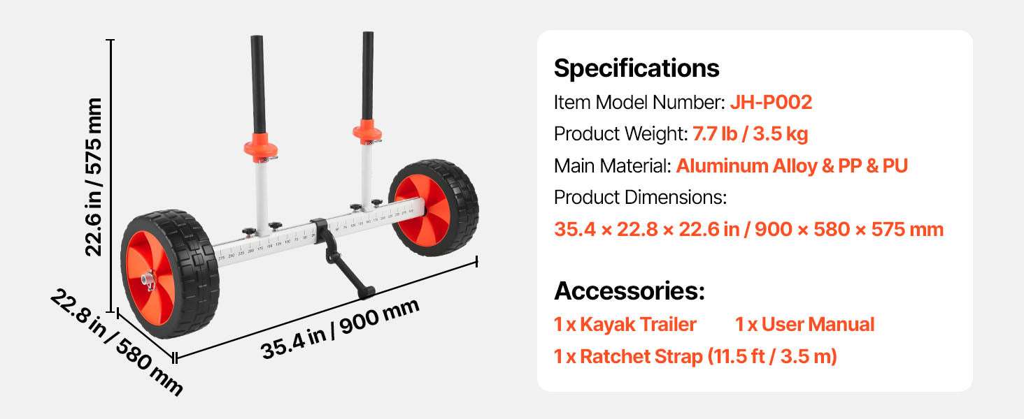 Kayak Cart Dolly 230 lbs with 10" Solid Tires for Easy Transport - Image 16