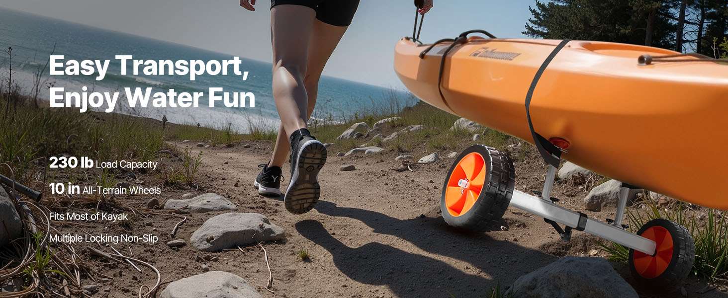 Kayak Cart Dolly 230 lbs with 10" Solid Tires for Easy Transport - Image 8