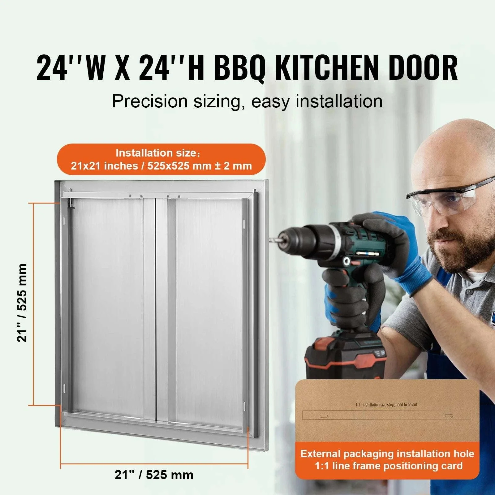 24x24 Inch Stainless Steel BBQ Access Door with Recessed Handles - Image 2