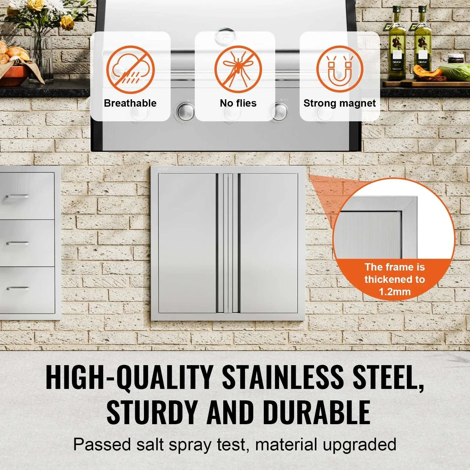 24x24 Inch Stainless Steel BBQ Access Door with Recessed Handles - Image 3