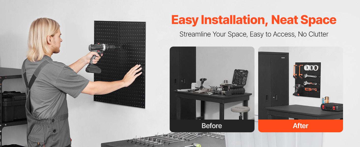 24x12 Metal Pegboard Wall Organizer Panels with Hooks Set - Image 12