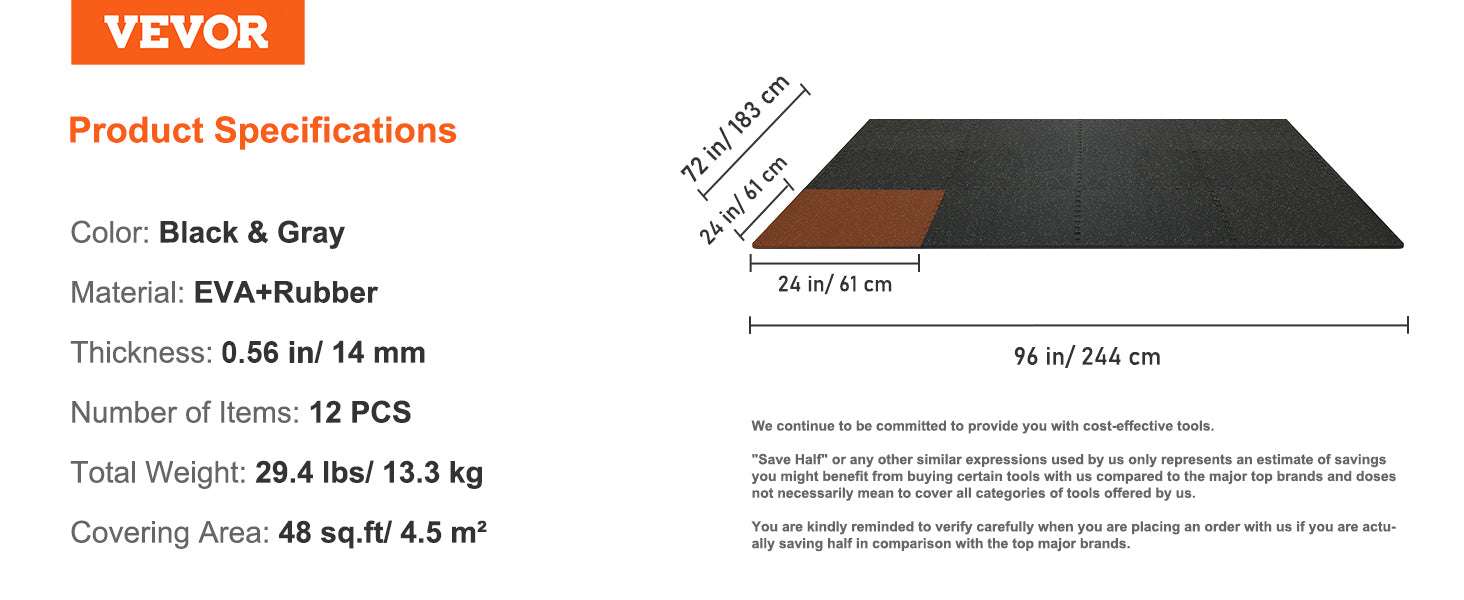 1/2 Inch Interlocking Gym Floor Mats EVA Foam & Rubber Tiles - Image 16