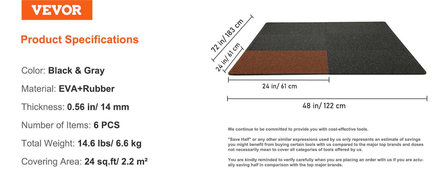 1/2 Inch Interlocking Gym Floor Mats EVA Foam & Rubber Tiles - Image 17