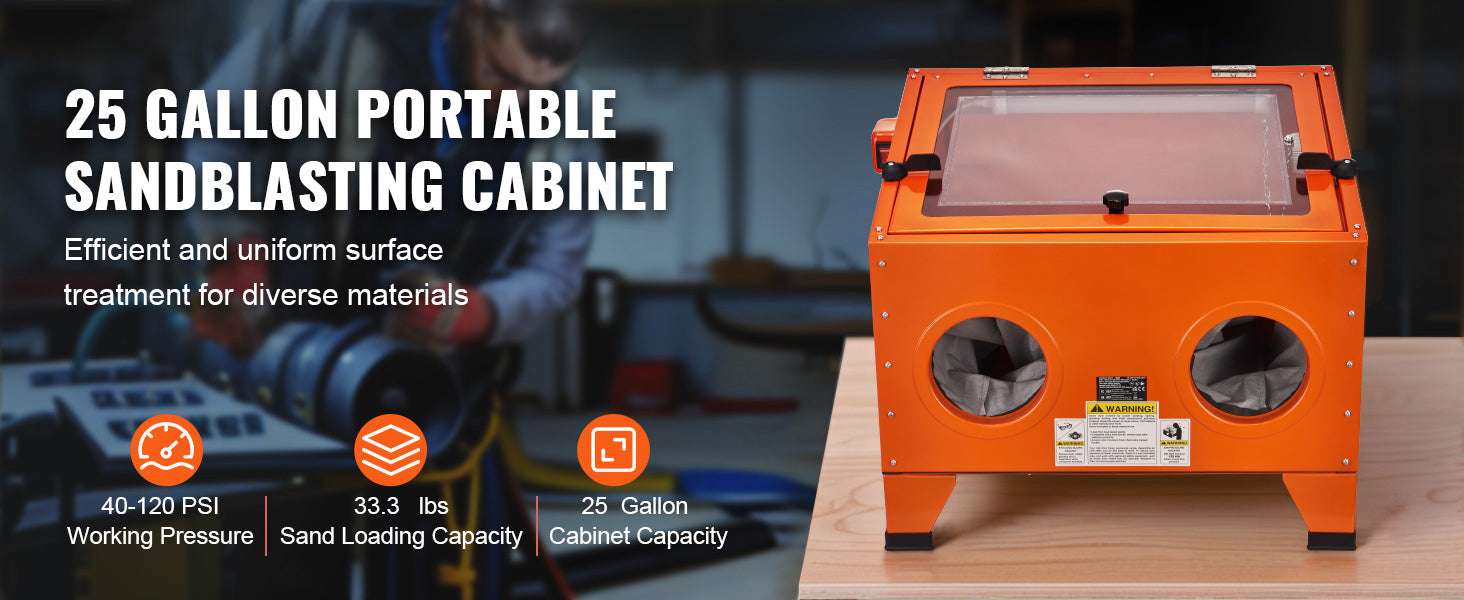 Benchtop Sandblasting Cabinet 25/40/60 Gallon with Gun & Nozzles - Image 8