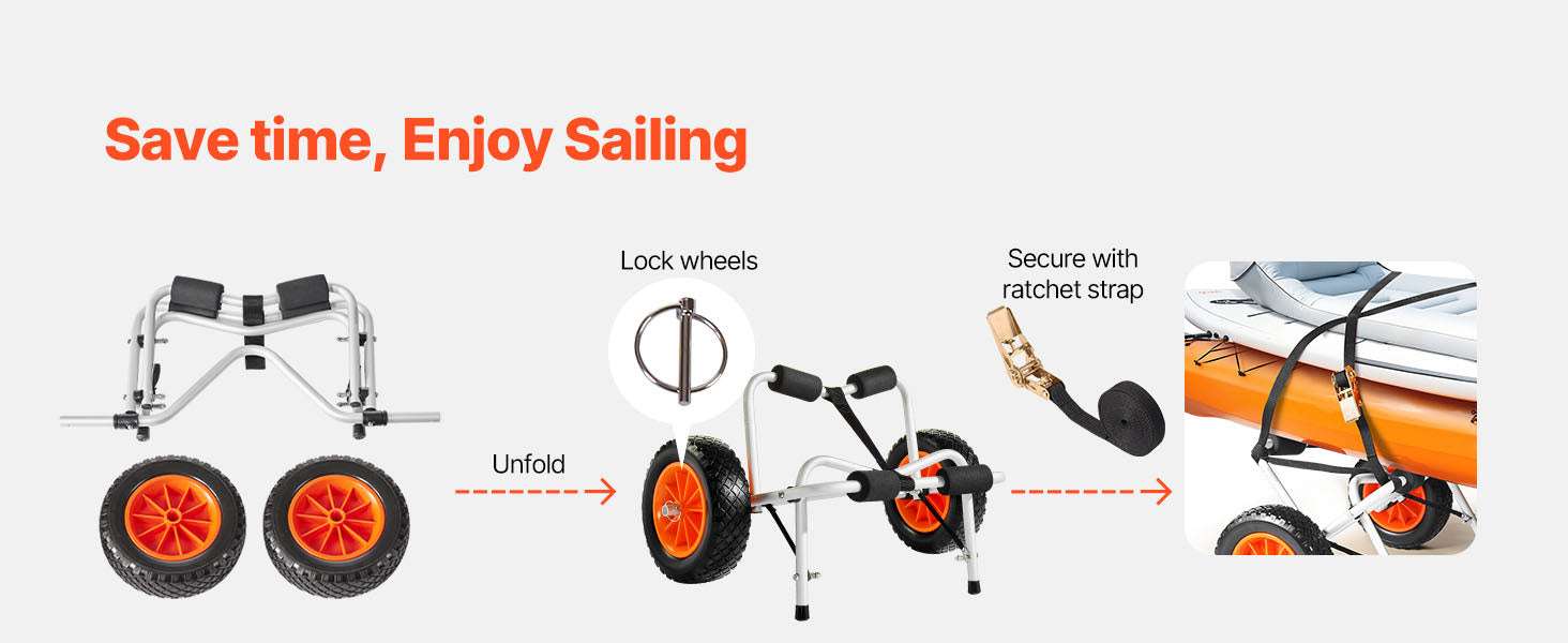Foldable Kayak Cart with 10in Solid Tires & 250 lb Capacity - Image 15