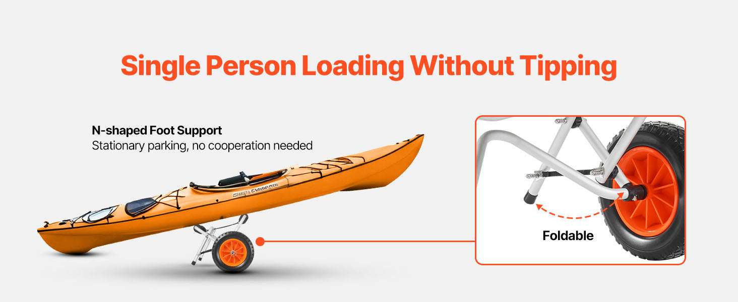 Foldable Kayak Cart with 10in Solid Tires & 250 lb Capacity - Image 16