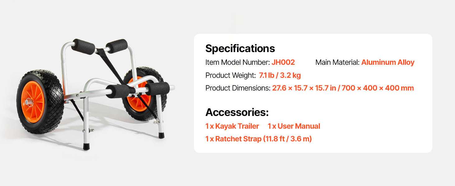 Foldable Kayak Cart with 10in Solid Tires & 250 lb Capacity - Image 17