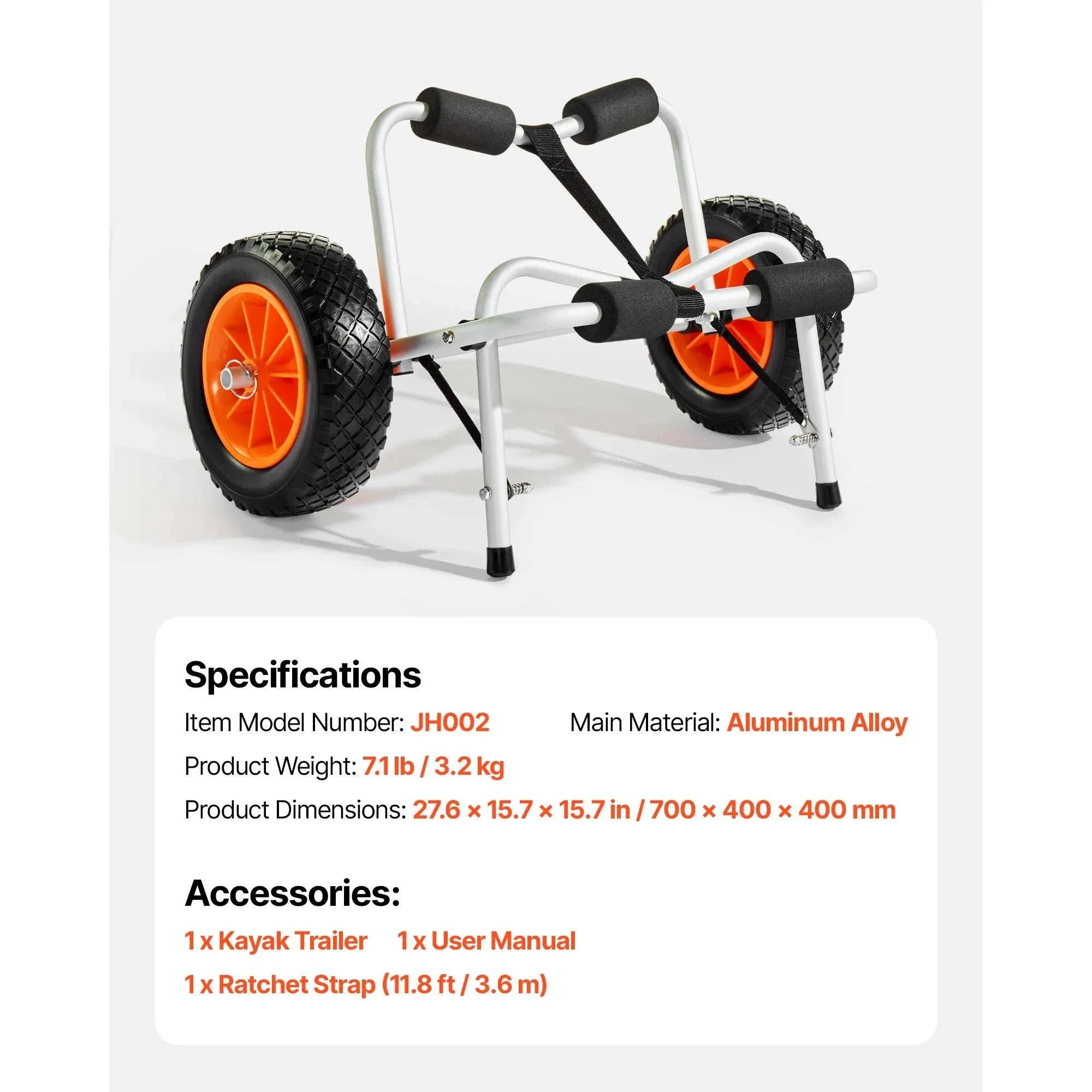 Foldable Kayak Cart with 10in Solid Tires & 250 lb Capacity - Image 18