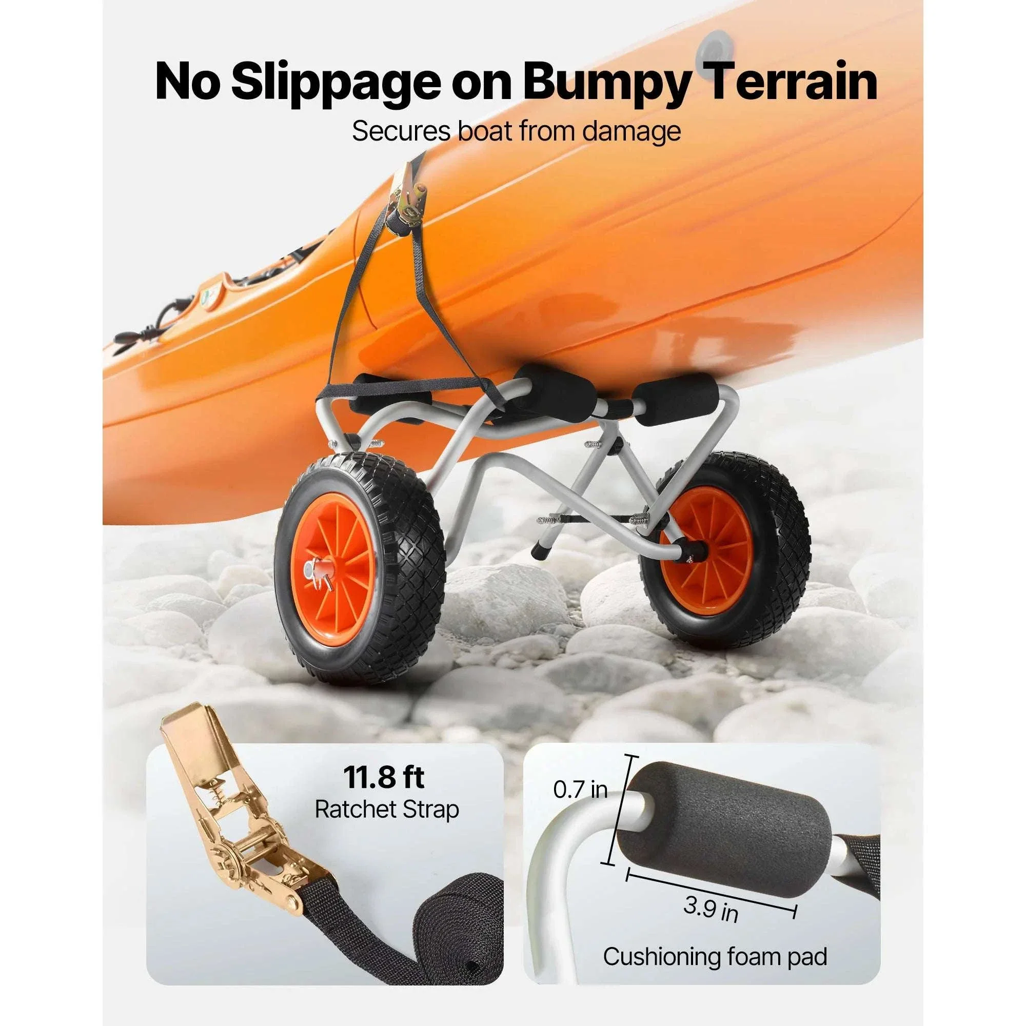 Foldable Kayak Cart with 10in Solid Tires & 250 lb Capacity - Image 5