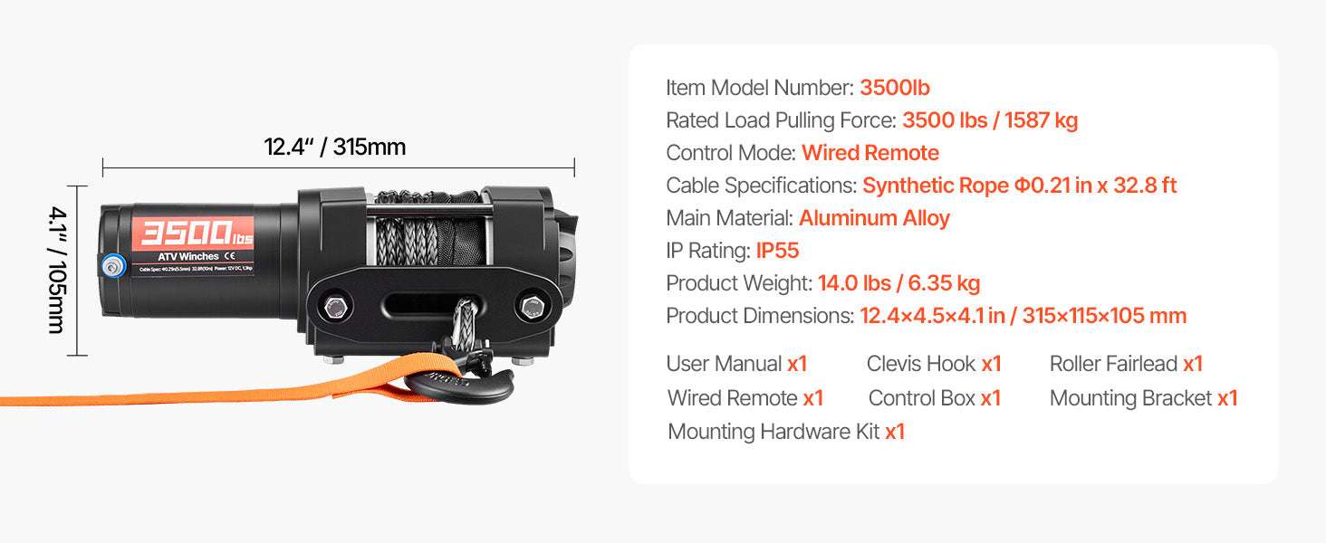 12V ATV Winch 2500–3500lbs with Synthetic Rope & Wired Remote - Image 19
