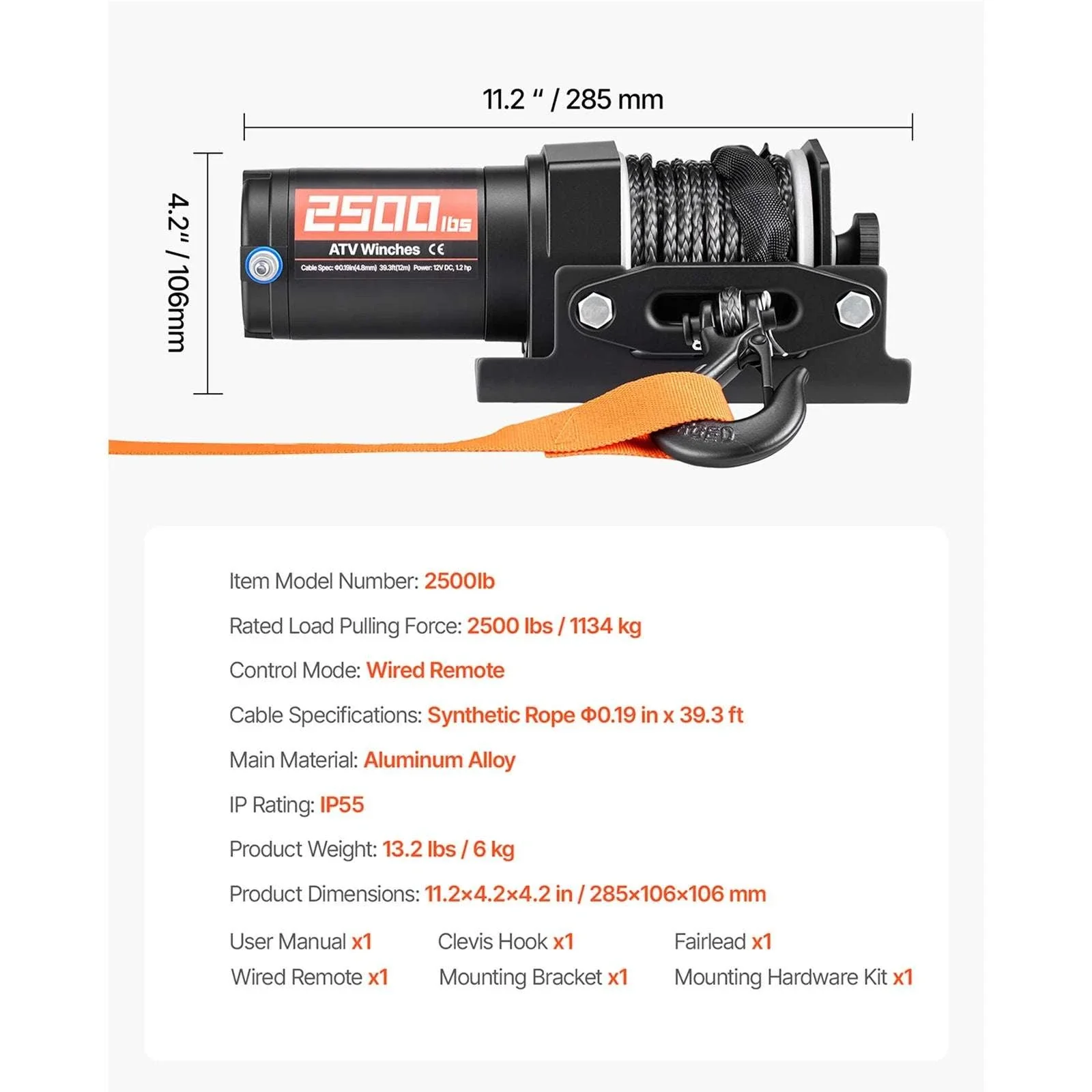 12V ATV Winch 2500–3500lbs with Synthetic Rope & Wired Remote - Image 20