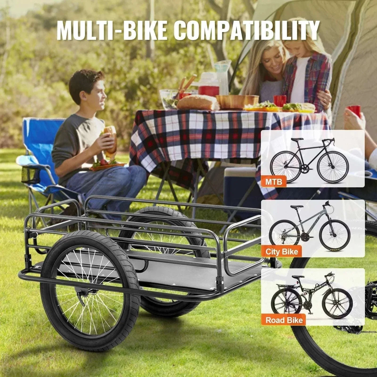 275 lbs Bike Cargo Trailer with Foldable Frame & 20" Wheels - Image 6