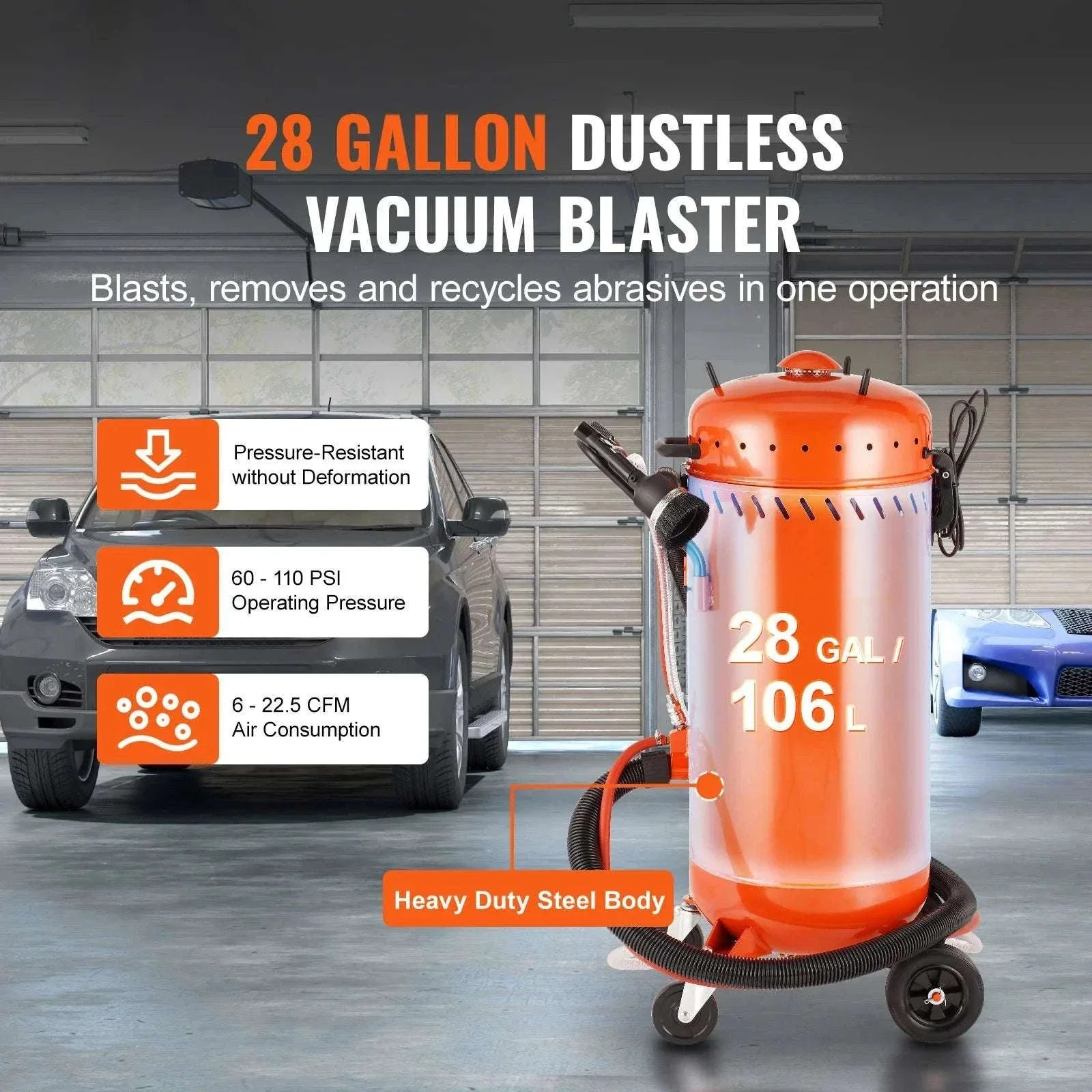28 Gallon Dustless Vacuum Sand Blaster with 1200W System - Image 2